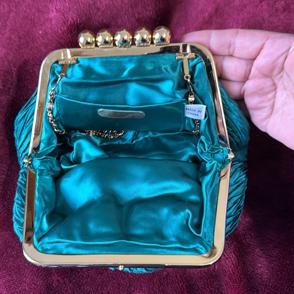 Chic Teal Clutch with Gold Accents - Picture 6 of 9